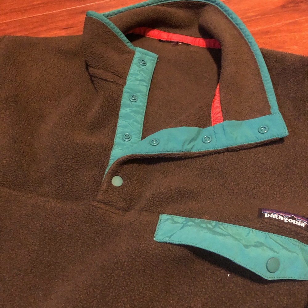 Patagonia Mens Synchilla Fleece Brown/Turquoise size Medium